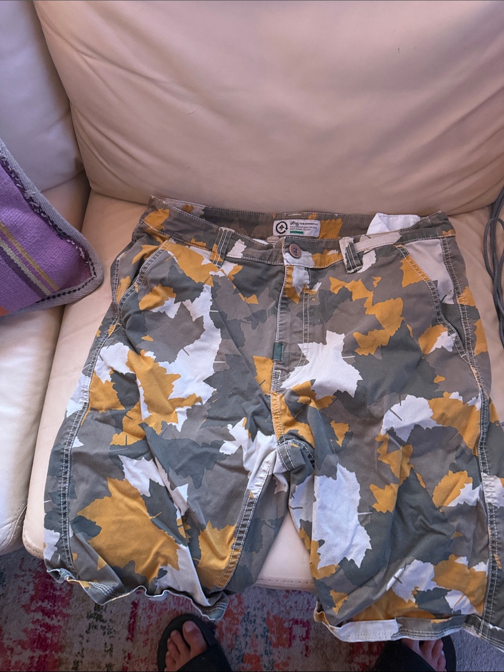 Camo Print Utility Shorts — Mustard, Olive & White LNG brand